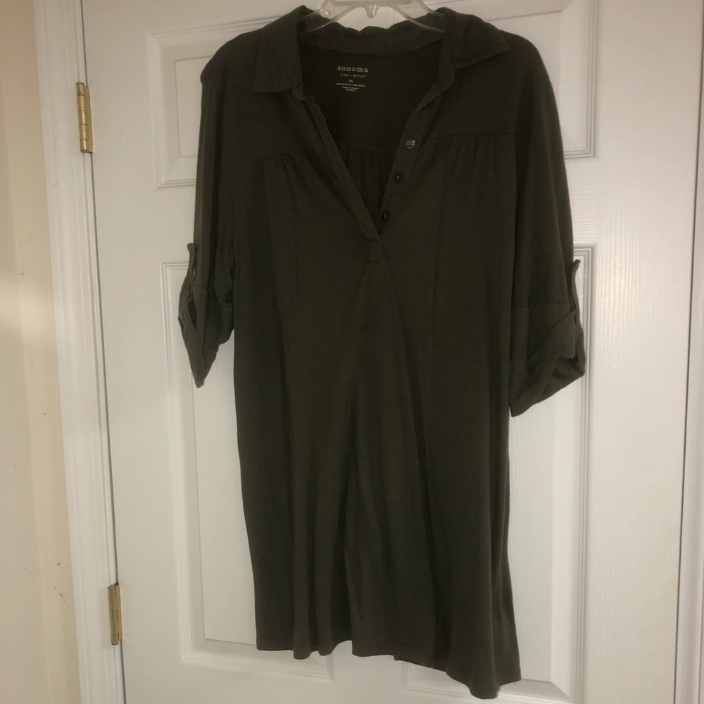 Sonoma XL Olive Green 3/4 Collared Tee